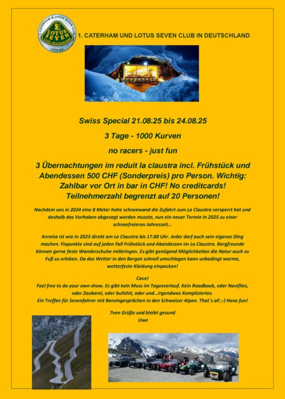 Swiss Special Treffen 21.08.25 - 24.08.25